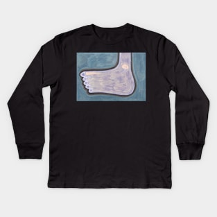 Big Foot on Blue Kids Long Sleeve T-Shirt